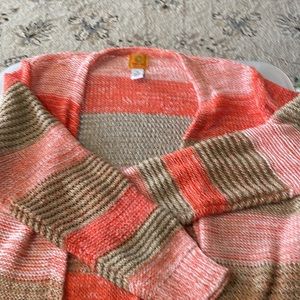 RUBY ROAD Cardigan. Women’s size 1X. Orange, tan, white, no buttons or zippers.